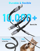 Cable de Datos USB C 3 en 1 SUNGUY, Cable de Carga Rápida de 18W, Cargador Tipo C para Teléfono Móvil, Banco de Energía y Uso en Automóvil