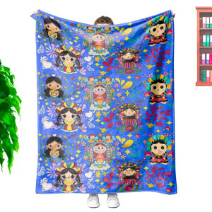 Mantas de franela para bebé, mantas de Jacquard a granel, diseño personalizado al por mayor, Talavera mexicana, princesa latina, Niña - Product Image 2