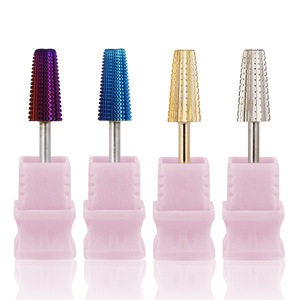 Kit de 5 embouts de ponceuse à ongles en carbure de tungstène, forme cylindrique conique large, avec base de sécurité, pour le retrait de vernis gel, outil de manucure - Product Image 2