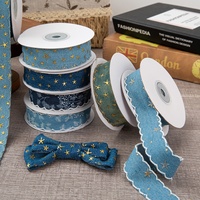 Grand rouleau de ruban en denim métallique à étoiles, 50 yards, accessoires DIY, chaussures, chapeaux, emballage cadeau, nœud papillon
