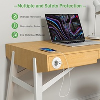 Prise ronde de table d'alimentation UE blanche et noire de 80mm avec USB C PD20W, prise intégrée avec prise USB de bureau, multiprise intégrée