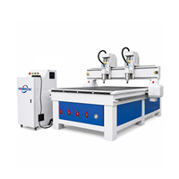 Jinan Mosencnc 1325 Router CNC de doble cabezal y 3 ejes con motor de husillo de 5.5kW, mesa de vacío, para grabado en madera, muebles y puertas de gabinetes