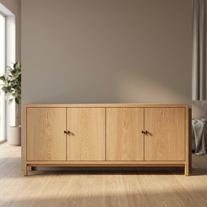 Buffet moderne en teck extra long avec 4 portes symétriques - Product Image 1