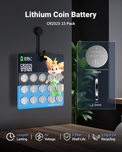 EBL CR2025 Batterie 3V Lithium Pile Coin Lot de 15-Buddy <span class=keywords><strong>FLIK</strong></span> Recommander-Longue durée et sans mercure - Product Image 2