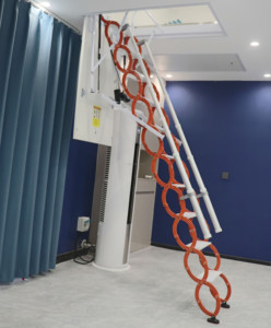 Échelle de grenier moderne en aluminium de haute qualité, pliante, électrique, télescopique, avec main courante, capacité 300 kg, moteur européen - Product Image 3