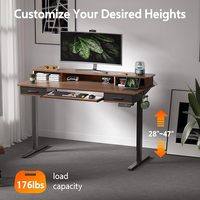 Bureau debout électrique réglable en hauteur avec tiroir pour clavier, bureau de jeu en bois à double moteur pour le bureau à domicile