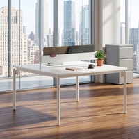 Poste de travail de bureau individuel moderne en bois avec cloison de séparation et bureau informatique, ensemble de mobilier personnalisable