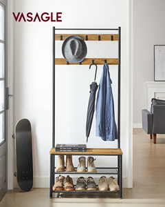 <span class=keywords><strong>VASAGLE</strong></span> entrée industriel 3 <span class=keywords><strong>étagère</strong></span>s facile à assembler porte-vêtements en métal multifonctionnel avec porte-chaussures - Product Image 2