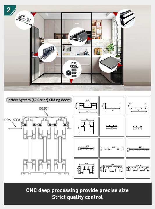40 Slim Sliding Swing Door Aluminum Profile 6000 Series