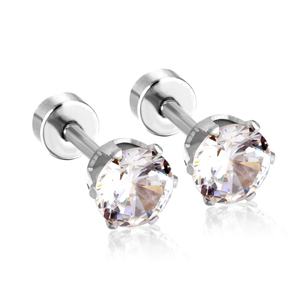 Boucles d'oreilles clous personnalisables en gros, 12 paires/lot, style rond unique, pour femmes, en zircon et acier inoxydable, bijoux - Product Image 3
