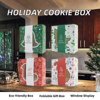 Pochettes à biscuits de Noël avec fenêtre, pour friandises de Noël, recyclables, pliables, pour cadeaux de fête, emballage cadeau, décoration