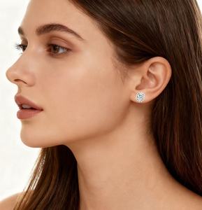 Real 2CT Moissanite Hypoallergenic Stud Earrings for Women Fashion luxury D VVS1 18K gold metal jewelry wholesaler customized - Product Image 2