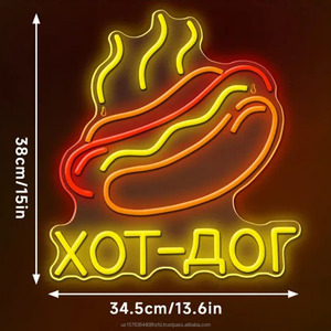 Enseigne lumineuse LED néon pour restaurant de burgers, hot-dogs et barbecue, indicateur suspendu, éclairage d'ambiance pour magasin, lumière nocturne de rue, haute luminosité, 5V 12V - Product Image 3