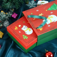 2024 grosir tersedia kotak kemasan kardus kualitas tinggi pintu ganda hadiah kotak Natal dengan tas kertas