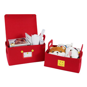 Storage Baskets Foldable Storage Bins with Handles Stackable Felt Shelf Baskets Toys Boxes Laundry Storage Bin