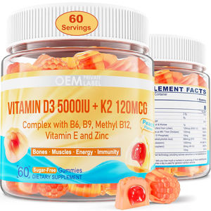 OEM vitamina D3 K2 riempite di gummie con vitamina <span class=keywords><strong>B</strong></span> complesso metil B12, B9, B6 vitamina E E zinco MCT olio supporta la forza dei denti ossei - Product Image 1