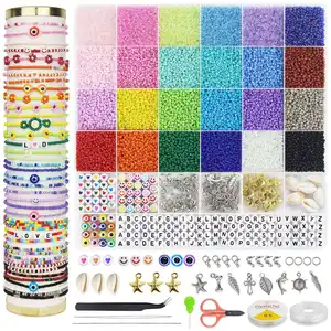 Kit de perles de riz en cristal de verre de 2mm en gros Bracelet de perles Collier Ensemble d'accessoires de bijoux pour la fabrication de bijoux à bricoler soi-même