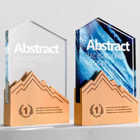 Trophée en cristal personnalisé avec base en bois, récompenses d'entreprise, réunion annuelle, cadeau d'affaires, récompense de reconnaissance des employés