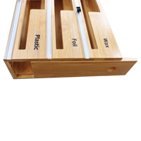 Organisateur de film alimentaire en bambou Youlike 3-en-1, distributeur de papier aluminium, capacité de 5 kg pour garde-manger, tiroir rectangulaire à fermeture éclair sculpté