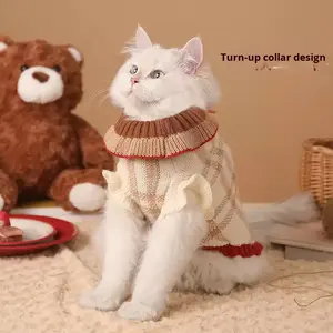 शीतकालीन विरोधी पतन क्रिसमस कार्टून धागा बिल्लियों और छोटे कुत्तों के लिए गर्म बुना हुआ पालतू कपड़े - Product Image 4