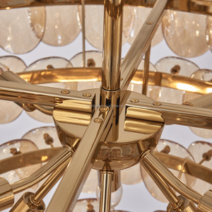 Lustre en verre Art Déco de grande taille, luminaire en cristal de style ferme, luminaire suspendu moderne pour salle à manger - Product Image 4