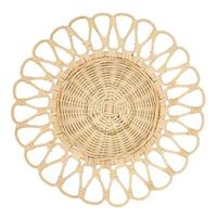 Assiette de présentation ronde en rotin naturel et raphia, tressée à la main, pour la décoration de table de mariage, d'événements et d'hôtels
