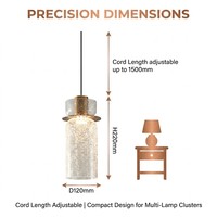 Lampe suspendue LED cylindrique double couche en verre craquelé et métal, finition laiton, pour îlot de cuisine, bar, chambre, luminaires décoratifs d'intérieur