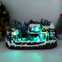 Noël nouveau lumineux musical résine grande maison patinoire pour enfants maison salon décoration artisanat européen