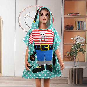 Unisex Children's Microfiber Hooded Cape <strong>Bath</strong> <strong>Towel</strong> Poncho Quick-Dry Beach <strong>Robe</strong> with Cartoon Print for Child Wearable - Product Image 6