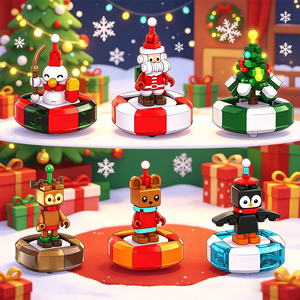 Juguete Giratorio de Bloques de Construcción con Temática Navideña, Diseños de Santa Claus y Árbol de Navidad, para Niños, Juego Educativo y Festivo - Product Image 4