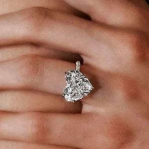 ロマンチックなハートカットラボが女性のためのダイヤモンド18Kホワイトゴールドダイヤモンドリングを作成 - Product Image 6