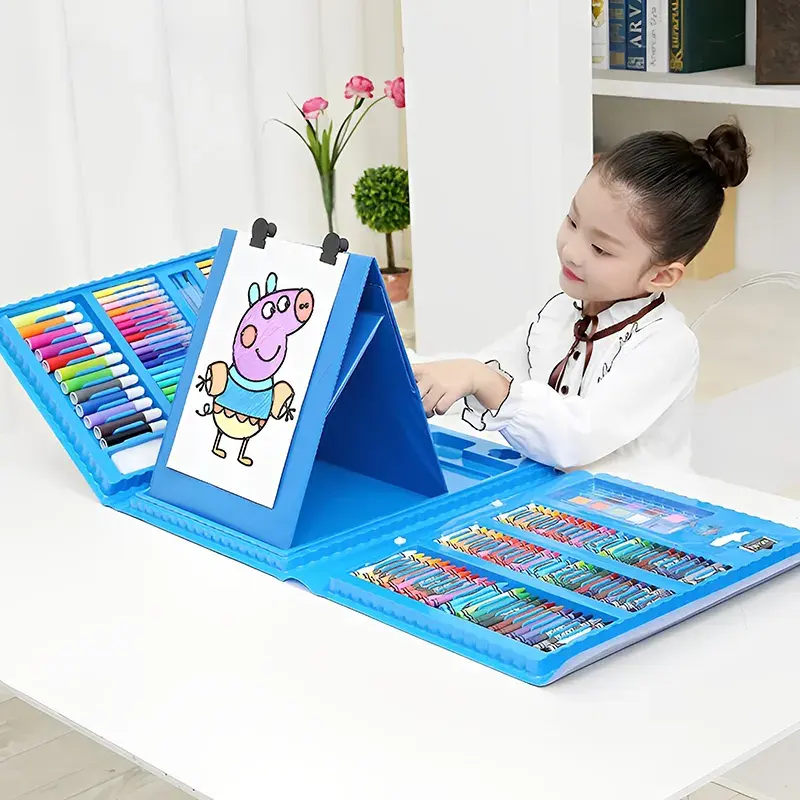 EPT üst satıcı toksik olmayan plastik kasa çocuklar boyama 208 adet çizim sanat seti