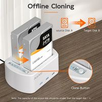 MAIWO 2 Bays Tool Free USB 2.5"/3.5" SATA HDD / SSD Docking Station HUB Duplikator Kloning Hard Disk Drive Dock Dengan 3 USB A