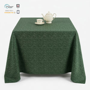 Mantel de Jacquard de Poliéster Azul Marino Resistente a las Manchas de 132 Pulgadas, Lavable, Ecológico, Duradero y Resistente al Calor para Recepciones de Boda - Product Image 1