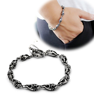 Pulsera de plata tibetana con diseño de calavera, joyería de moda unisex, diseño de esqueleto para hombres y mujeres, yunnique - Product Image 1