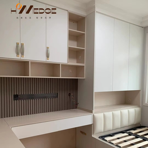 Struttura Letto Tatami King Size in Legno con Scrivania, Guardaroba e Testiera, Mobile Contenitore Moderno e Contemporaneo per Camera da Letto - Product Image 1