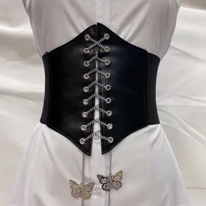 Cintura larga elastica delle donne della cintura della vita dell'unità di elaborazione del pendente della farfalla della catena del metallo di modo di vendita calda per il vestito