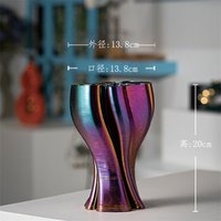 Pots en céramique imprimés en 3D irisés avec texture rayée incurvée, pots à fleurs modernes de luxe pour la décoration de la maison et du bureau