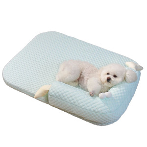 Cama rectangular para perros, colchoneta refrescante extraíble y lavable para perros, cama para mascotas para verano y cuatro estaciones, color amarillo rocoso, azul marino - Product Image 3