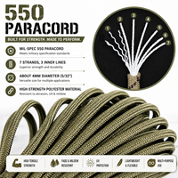 Hochfeste 4mm 550 Paracord Typ III 7-Strang-Kern Nylon Fallschirmschnur für Outdoor Camping Überlebensausrüstung Basteln