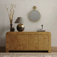 Aparador Moderno de Lujo Minimalista Contemporáneo de Madera Orgánica con 4 Puertas y Gabinete de Almacenamiento, Mueble de Madera