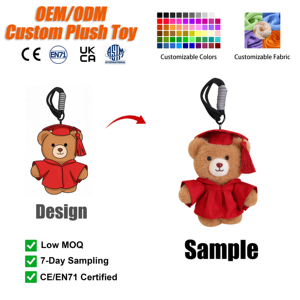 Orsetto di peluche personalizzabile con auguri di laurea, portachiavi, simpatico orsetto di peluche con fodera <span class=keywords><strong>in</strong></span> rete e tessuto super morbido - Product Image 1