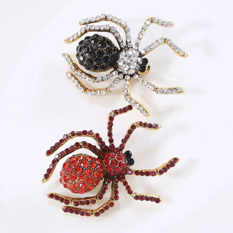 New Trendy Multicolour Spider Rhinestone Animal Brooch for Women Men