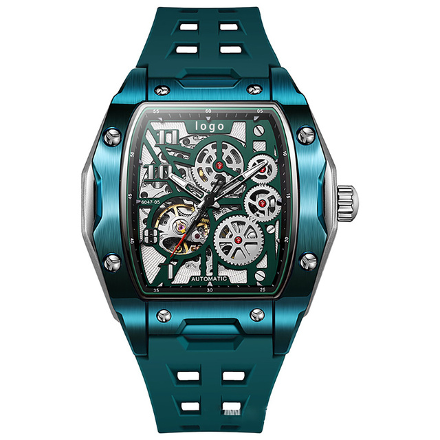 Casual Fashion Mechanical Watch Automatic Hollow Transparent Glass Case Watch Waterproof Luminous Men Watch