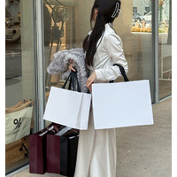 Sacs shopping de luxe en papier massif, sacs fourre-tout pour vêtements avec poignées en ruban de satin, sacs de vente au détail en carton blanc épais, vente en gros