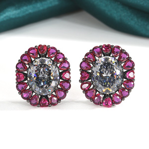 Juego de Joyería Vintage Ecológico de Cobre y Oro con Circonita Cúbica Negra y Gris de 13*18-10*12mm, Collar, Pendientes y Anillo para Boda, Uso Diario y Fiestas - Product Image 6