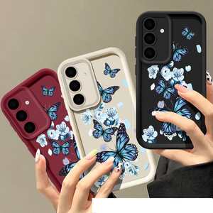 Coque de téléphone portable en TPU antichoc de style lentille d'appareil photo avec imprimé de fleurs bleues papillon pour Samsung A03S A04 A05 A05S A06 A12 <span class=keywords><strong>A13</strong></span> - Product Image 2