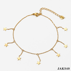 สร้อยข้อเท้าพร้อมจี้รูปหัวใจและดาวประดับพู่ห้อยรูปผีเสื้อหรูหราทันสมัยทำจากสแตนเลส - Product Image 6