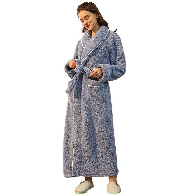 white christmas dresses Thom Sweeney - Sky Blue Brushed Cotton Dressing Gown main image 1