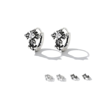 Cross Cuff Earrings Zinc Alloy Claw Setting Zircon Iris Flower Party Jewelry Unisex Geometric Design - Product Image 5